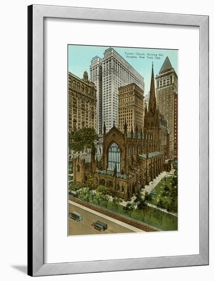 Trinity Church, Skyscrapers, New York City-null-Framed Art Print