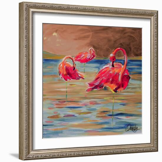 Trio Flamingos-Ormsby, Anne Ormsby-Framed Art Print