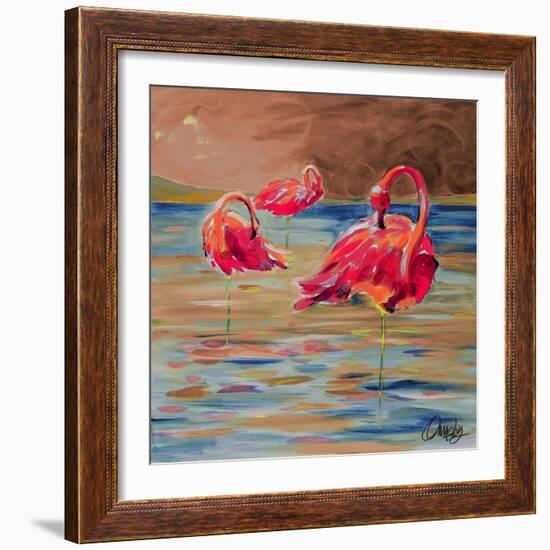 Trio Flamingos-Ormsby, Anne Ormsby-Framed Art Print