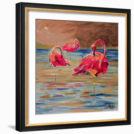 Trio Flamingos-Ormsby, Anne Ormsby-Framed Art Print