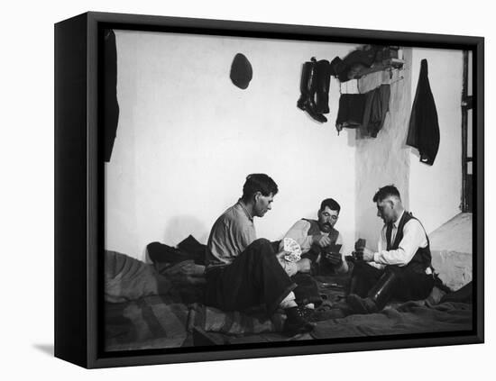 Trio of Czech Peasants Playing Cards in the Season Workers House on the Anyala Farm-Margaret Bourke-White-Framed Premier Image Canvas