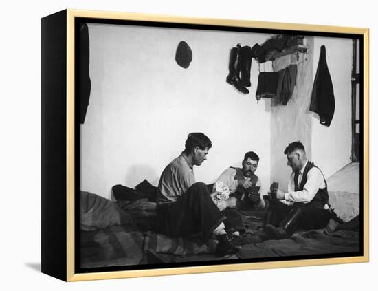 Trio of Czech Peasants Playing Cards in the Season Workers House on the Anyala Farm-Margaret Bourke-White-Framed Premier Image Canvas