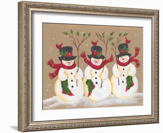 Trio of Snowmen-Beverly Johnston-Framed Giclee Print