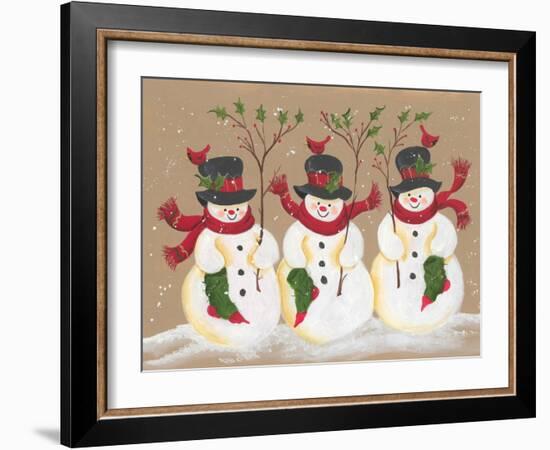 Trio of Snowmen-Beverly Johnston-Framed Giclee Print