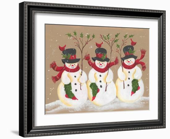 Trio of Snowmen-Beverly Johnston-Framed Giclee Print