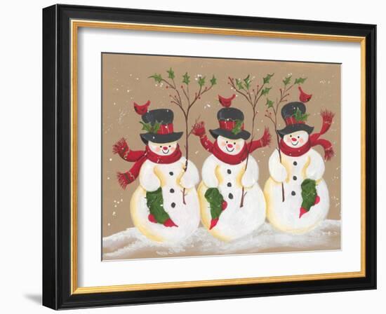 Trio of Snowmen-Beverly Johnston-Framed Giclee Print