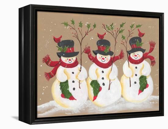 Trio of Snowmen-Beverly Johnston-Framed Premier Image Canvas