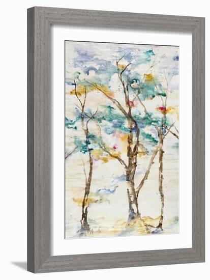 Trio Trees in Full Hue II-Rikki Drotar-Framed Giclee Print