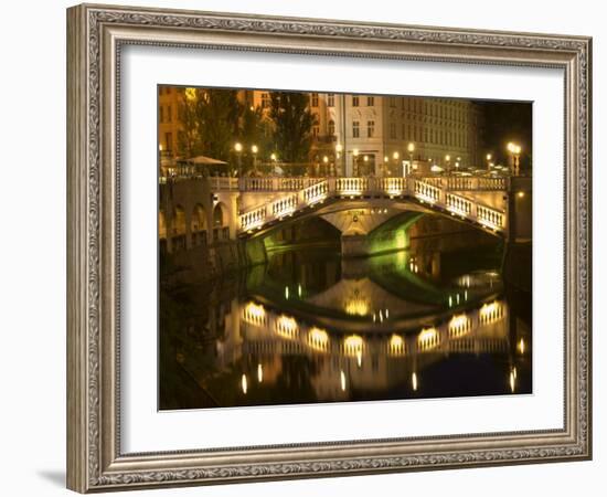 Triple Bridge over River Ljubljanica, Ljubljana, Slovenia, Europe-Lawrence Graham-Framed Photographic Print