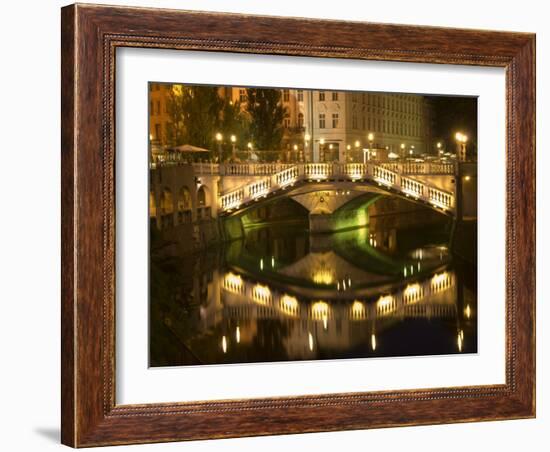 Triple Bridge over River Ljubljanica, Ljubljana, Slovenia, Europe-Lawrence Graham-Framed Photographic Print