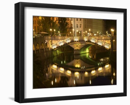 Triple Bridge over River Ljubljanica, Ljubljana, Slovenia, Europe-Lawrence Graham-Framed Photographic Print