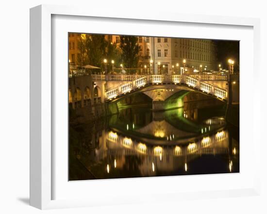 Triple Bridge over River Ljubljanica, Ljubljana, Slovenia, Europe-Lawrence Graham-Framed Photographic Print