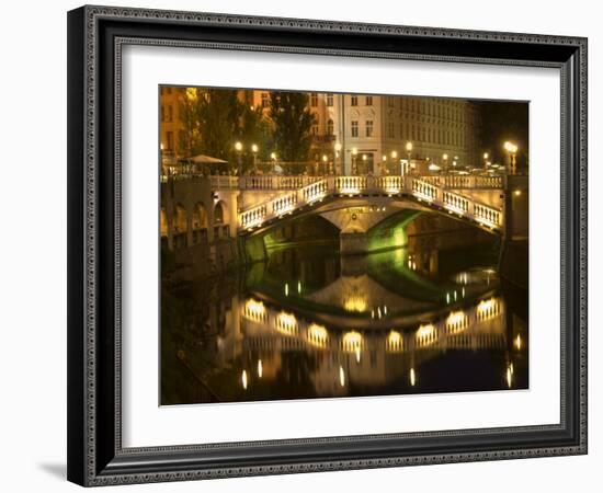 Triple Bridge over River Ljubljanica, Ljubljana, Slovenia, Europe-Lawrence Graham-Framed Photographic Print