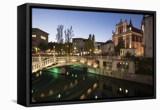 Triple Bridges, Old Town, Ljubljana, Slovenia-Ben Pipe-Framed Premier Image Canvas