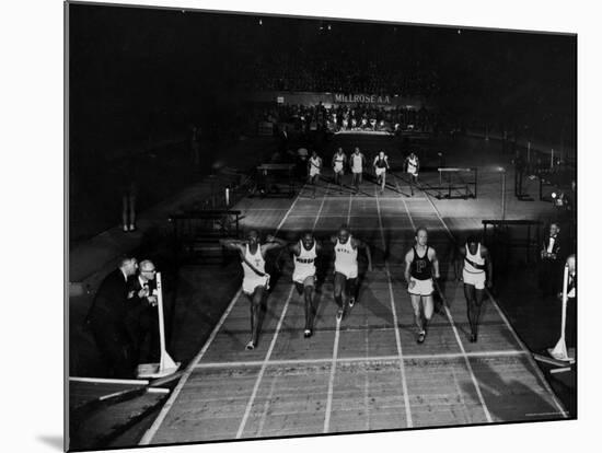 Triple Exposure of Start, Mid and Finish of 60 Yard Dash at Millrose Games-Ralph Morse-Mounted Premium Photographic Print