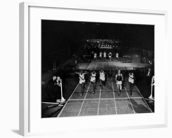 Triple Exposure of Start, Mid and Finish of 60 Yard Dash at Millrose Games-Ralph Morse-Framed Premium Photographic Print