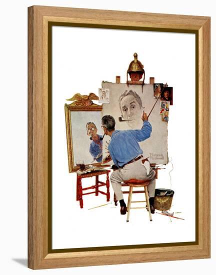 "Triple Self-Portrait", February 13,1960-Norman Rockwell-Framed Premier Image Canvas