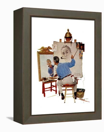 "Triple Self-Portrait", February 13,1960-Norman Rockwell-Framed Premier Image Canvas