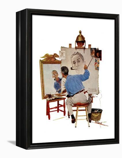 "Triple Self-Portrait", February 13,1960-Norman Rockwell-Framed Premier Image Canvas