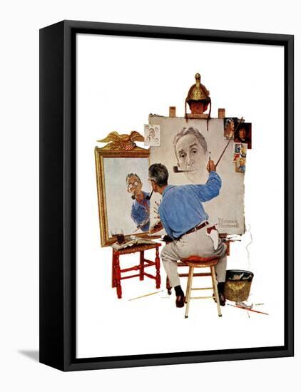 "Triple Self-Portrait", February 13,1960-Norman Rockwell-Framed Premier Image Canvas