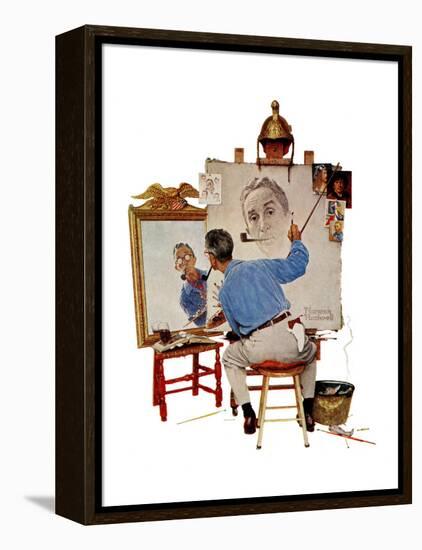 "Triple Self-Portrait", February 13,1960-Norman Rockwell-Framed Premier Image Canvas