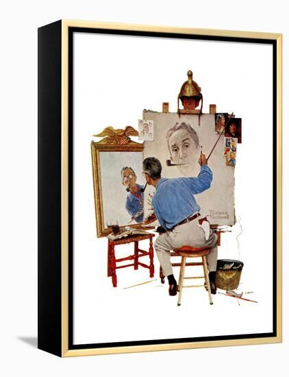 "Triple Self-Portrait", February 13,1960-Norman Rockwell-Framed Premier Image Canvas