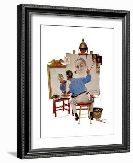 "Triple Self-Portrait", February 13,1960-Norman Rockwell-Framed Premium Giclee Print