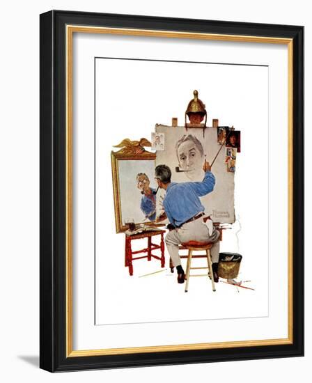 "Triple Self-Portrait", February 13,1960-Norman Rockwell-Framed Premium Giclee Print