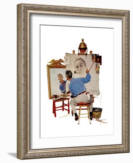 "Triple Self-Portrait", February 13,1960-Norman Rockwell-Framed Giclee Print