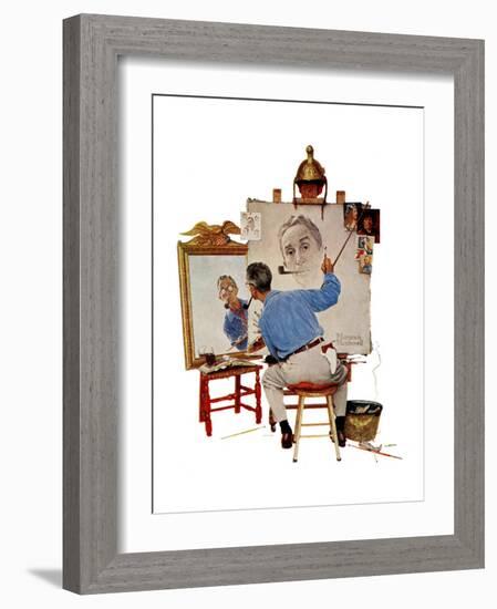 "Triple Self-Portrait", February 13,1960-Norman Rockwell-Framed Giclee Print