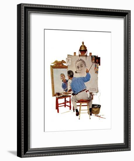 "Triple Self-Portrait", February 13,1960-Norman Rockwell-Framed Giclee Print