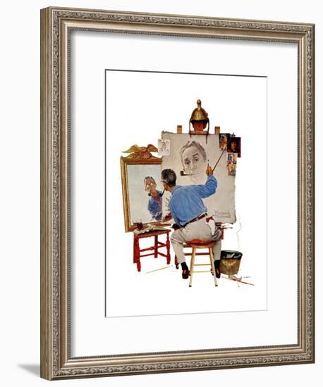 "Triple Self-Portrait", February 13,1960-Norman Rockwell-Framed Giclee Print