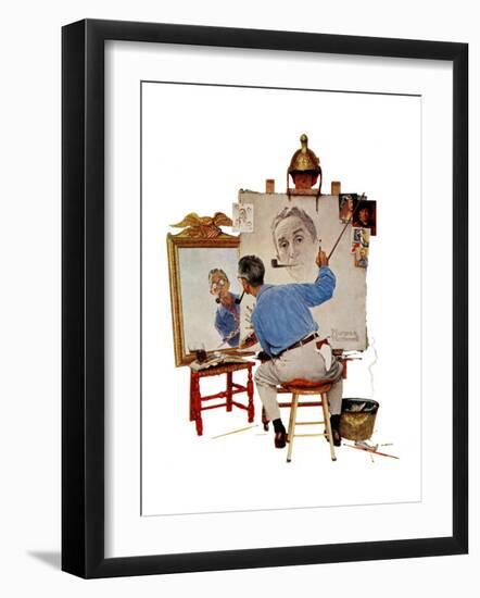 "Triple Self-Portrait", February 13,1960-Norman Rockwell-Framed Giclee Print