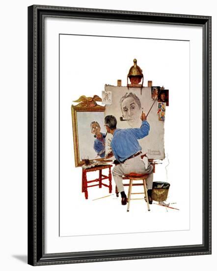 "Triple Self-Portrait", February 13,1960-Norman Rockwell-Framed Giclee Print