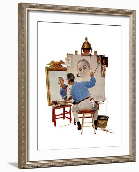 "Triple Self-Portrait", February 13,1960-Norman Rockwell-Framed Giclee Print