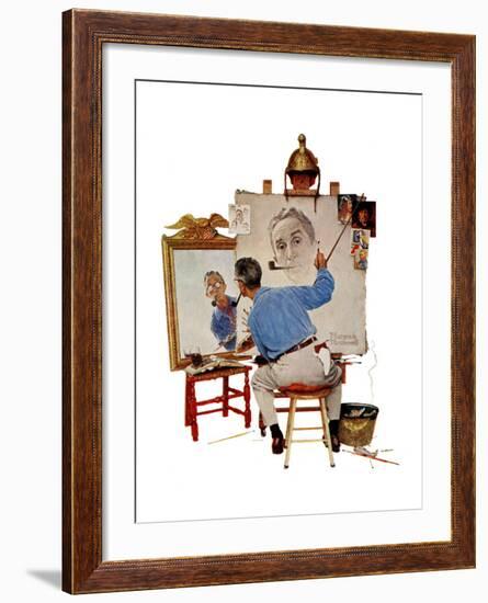 "Triple Self-Portrait", February 13,1960-Norman Rockwell-Framed Giclee Print