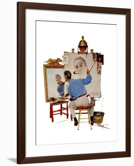 "Triple Self-Portrait", February 13,1960-Norman Rockwell-Framed Giclee Print