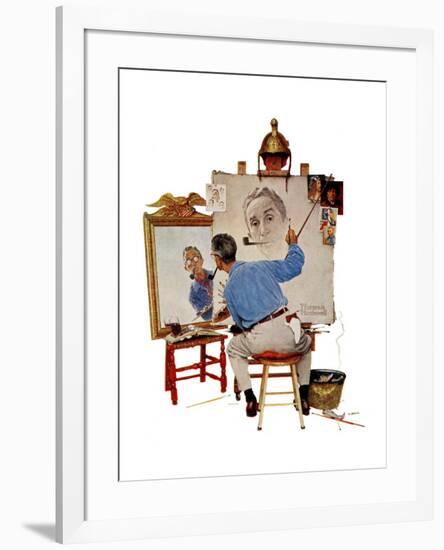 "Triple Self-Portrait", February 13,1960-Norman Rockwell-Framed Giclee Print