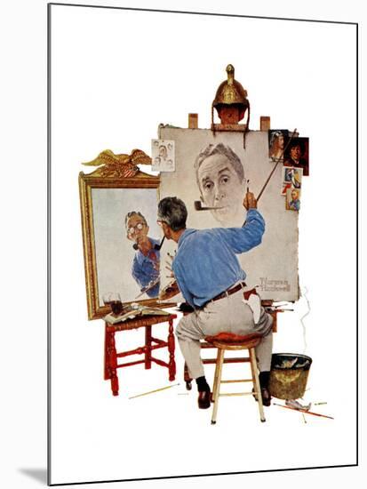 "Triple Self-Portrait", February 13,1960-Norman Rockwell-Mounted Giclee Print