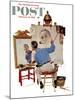 "Triple Self-Portrait" Saturday Evening Post Cover, February 13,1960-Norman Rockwell-Mounted Giclee Print