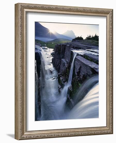 Triple Waterfall at Logan Pass, Glacier National Park, Montana, USA-Chuck Haney-Framed Photographic Print