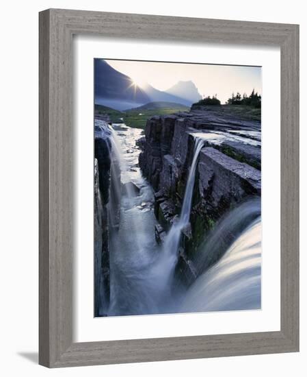 Triple Waterfall at Logan Pass, Glacier National Park, Montana, USA-Chuck Haney-Framed Photographic Print