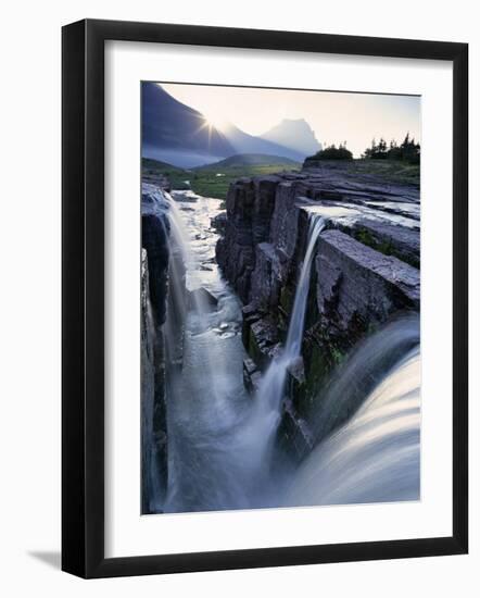 Triple Waterfall at Logan Pass, Glacier National Park, Montana, USA-Chuck Haney-Framed Photographic Print