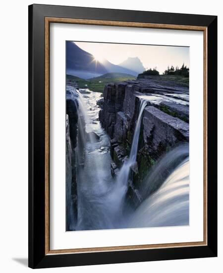 Triple Waterfall at Logan Pass, Glacier National Park, Montana, USA-Chuck Haney-Framed Photographic Print