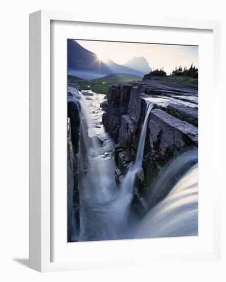 Triple Waterfall at Logan Pass, Glacier National Park, Montana, USA-Chuck Haney-Framed Photographic Print