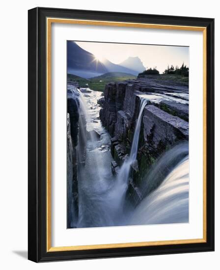 Triple Waterfall at Logan Pass, Glacier National Park, Montana, USA-Chuck Haney-Framed Photographic Print