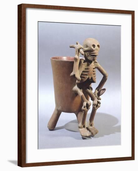 Tripod Vase Showing a Skeleton, Artifact Originating from Mexico-null-Framed Giclee Print