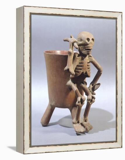 Tripod Vase Showing a Skeleton, Artifact Originating from Mexico-null-Framed Premier Image Canvas