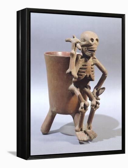 Tripod Vase Showing a Skeleton, Artifact Originating from Mexico-null-Framed Premier Image Canvas