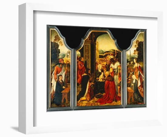 Triptych: Adoration of the Magi, with St. James Presenting the Donor and St. Catherine of…-Master of the Holy Blood-Framed Giclee Print